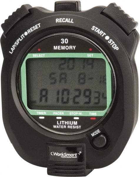 Value Collection - Water Resistant Digital Stopwatch - Pacer, Count Down Timer, CR2032, Back Lit, Black - Strong Tooling