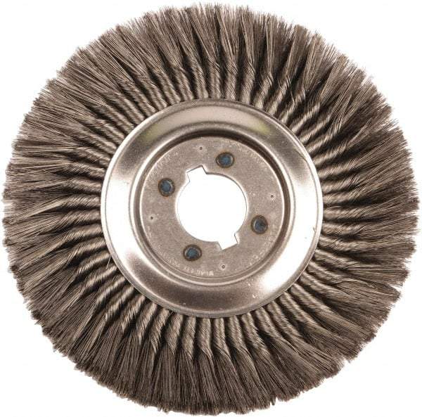 Weiler - 12" OD, 2" Arbor Hole, Knotted Steel Wheel Brush - 3/4" Face Width, 2-3/4" Trim Length, 0.014" Filament Diam, 3,600 RPM - Strong Tooling