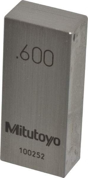 Mitutoyo - 0.6" Rectangular Steel Gage Block - Accuracy Grade 0, Includes Certificate of Inspection - Strong Tooling