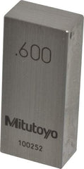 Mitutoyo - 0.6" Rectangular Steel Gage Block - Accuracy Grade 0, Includes Certificate of Inspection - Strong Tooling