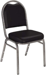 NPS - Vinyl Black Stacking Chair - Silver Frame, 18" Wide x 20" Deep x 34" High - Strong Tooling