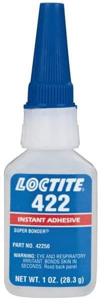 Loctite - 1 oz Bottle Clear Instant Adhesive - Series 422, 30 sec Working Time, 24 hr Full Cure Time, Bonds to Metal, Plastic & Rubber - Strong Tooling