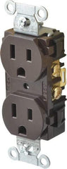 Hubbell Wiring Device-Kellems - 125 VAC, 15 Amp, 5-15R NEMA Configuration, Brown, Specification Grade, Self Grounding Duplex Receptacle - 1 Phase, 2 Poles, 3 Wire, Flush Mount - Strong Tooling