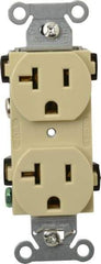 Hubbell Wiring Device-Kellems - 125 VAC, 20 Amp, 5-20R NEMA Configuration, Ivory, Specification Grade, Self Grounding Duplex Receptacle - 1 Phase, 2 Poles, 3 Wire, Flush Mount - Strong Tooling