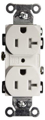 Hubbell Wiring Device-Kellems - 125 VAC, 20 Amp, 5-20R NEMA Configuration, White, Specification Grade, Self Grounding Duplex Receptacle - 1 Phase, 2 Poles, 3 Wire, Flush Mount, Tamper Resistant - Strong Tooling