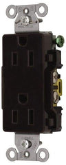 Hubbell Wiring Device-Kellems - 125 VAC, 15 Amp, 5-15R NEMA Configuration, Brown, Specification Grade, Self Grounding Duplex Receptacle - 1 Phase, 2 Poles, 3 Wire, Flush Mount - Strong Tooling