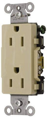 Hubbell Wiring Device-Kellems - 125 VAC, 15 Amp, 5-15R NEMA Configuration, Ivory, Specification Grade, Self Grounding Duplex Receptacle - 1 Phase, 2 Poles, 3 Wire, Flush Mount - Strong Tooling