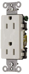 Hubbell Wiring Device-Kellems - 125 VAC, 15 Amp, 5-15R NEMA Configuration, White, Specification Grade, Self Grounding Duplex Receptacle - 1 Phase, 2 Poles, 3 Wire, Flush Mount - Strong Tooling