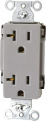 Hubbell Wiring Device-Kellems - 125 VAC, 20 Amp, 5-20R NEMA Configuration, Gray, Specification Grade, Self Grounding Duplex Receptacle - 1 Phase, 2 Poles, 3 Wire, Flush Mount - Strong Tooling