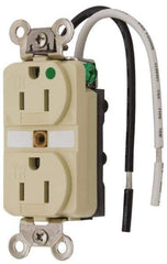 Hubbell Wiring Device-Kellems - 125 VAC, 15 Amp, 5-15R NEMA Configuration, Ivory, Hospital Grade, Self Grounding Duplex Receptacle - 1 Phase, 2 Poles, 3 Wire, Flush Mount, Chemical, Corrosion and Impact Resistant, Tamper Resistant - Strong Tooling