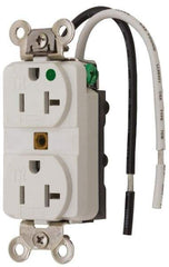 Hubbell Wiring Device-Kellems - 125 VAC, 20 Amp, 5-20R NEMA Configuration, White, Hospital Grade, Self Grounding Duplex Receptacle - 1 Phase, 2 Poles, 3 Wire, Flush Mount, Chemical, Corrosion and Impact Resistant, Tamper Resistant - Strong Tooling