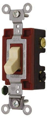 Hubbell Wiring Device-Kellems - 3 Pole, 120 to 277 VAC, 15 Amp, Industrial Grade, Toggle, Wall and Dimmer Light Switch - 1-5/16 Inch Wide x 4-1/16 Inch High - Strong Tooling