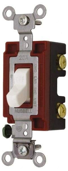 Hubbell Wiring Device-Kellems - 2 Pole, 120 to 277 VAC, 20 Amp, Industrial Grade, Toggle, Wall and Dimmer Light Switch - 1-5/16 Inch Wide x 4-1/16 Inch High - Strong Tooling