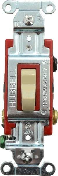 Hubbell Wiring Device-Kellems - 3 Pole, 120 to 277 VAC, 20 Amp, Industrial Grade, Toggle, Wall and Dimmer Light Switch - 1-5/16 Inch Wide x 4-1/16 Inch High - Strong Tooling