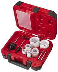 Milwaukee Tool - 15 Piece, 3/4" to 2-1/2" Saw Diam, General Purpose Hole Saw Kit - Bi-Metal, Toothed Edge, Pilot Drill Model No. 49-56-8010, Includes 11 Hole Saws - Strong Tooling