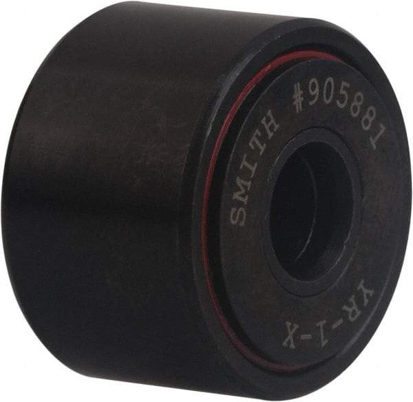 Accurate Bushing - 1-1/4" Bore, 4" Roller Diam x 2-1/4" Roller Width, Carbon Steel Yoke Cam Follower - 35,980 Lb Dynamic Load Capacity, 2-5/16" Overall Width - Strong Tooling