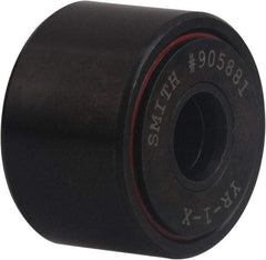 Accurate Bushing - 3/8" Bore, 1-3/8" Roller Diam x 3/4" Roller Width, Carbon Steel Self-Lubricating Yoke Cam Follower with Nonmetallic Bushing - 1 Lb Dynamic Load Capacity, 13/16" Overall Width - Strong Tooling