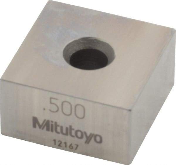 Mitutoyo - 0.5" Square Steel Gage Block - Accuracy Grade 0, Includes Certificate of Inspection - Strong Tooling