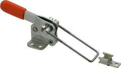 Lapeer - 500 Lb Capacity, Vertical, U Hook, Flanged Base, Carbon Steel Pull Action Latch Clamp - 1-1/2" Drawing Movement, 3-1/8" OAL, Straight Handle - Strong Tooling