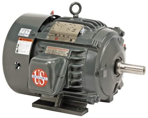 US Motors - 60 hp, TEFC Enclosure, No Thermal Protection, 3,545 RPM, 460 Volt, 60 Hz, Three Phase Premium Efficient Motor - Size 405 Frame, Rigid Mount, 1 Speed, Ball Bearings, 67 Full Load Amps, F Class Insulation, Reversible - Strong Tooling