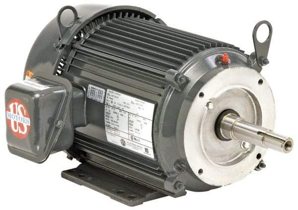 US Motors - 20 hp, TEFC Enclosure, No Thermal Protection, 3,550 RPM, 230/460 Volt, 60 Hz, Three Phase Premium Efficient Motor - Size 256 Frame, Rigid Mount, 1 Speed, Ball Bearings, 46/23 Full Load Amps, F Class Insulation, Reversible - Strong Tooling