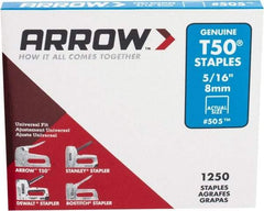 Arrow - 3/8" Wide High Carbon Steel Heavy-Duty Staples - 5/16" Leg Length - Strong Tooling