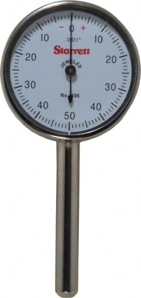 Starrett - 0.2" Range, 0-50-0 Dial Reading, 0.001" Graduation Dial Drop Indicator - 1-7/16" Dial - Strong Tooling