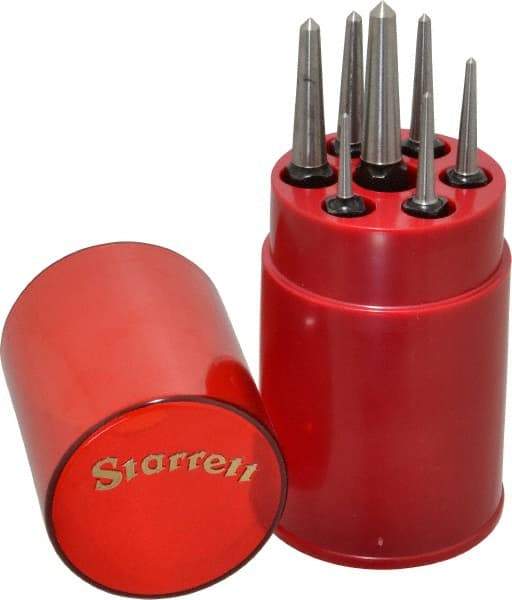 Starrett - 7 Piece, 1/16 to 1/4", Center Punch Set - Square Shank, Comes in Round Plastic Container - Strong Tooling