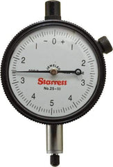 Starrett - 0.025" Range, 0-5-0 Dial Reading, 0.0001" Graduation Dial Drop Indicator - 2-1/4" Dial, 0.01" Range per Revolution - Strong Tooling