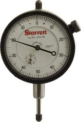 Starrett - 1/2" Range, 0-50-0 Dial Reading, 0.001" Graduation Dial Drop Indicator - 2-1/4" Dial, 0.1" Range per Revolution, Revolution Counter - Strong Tooling