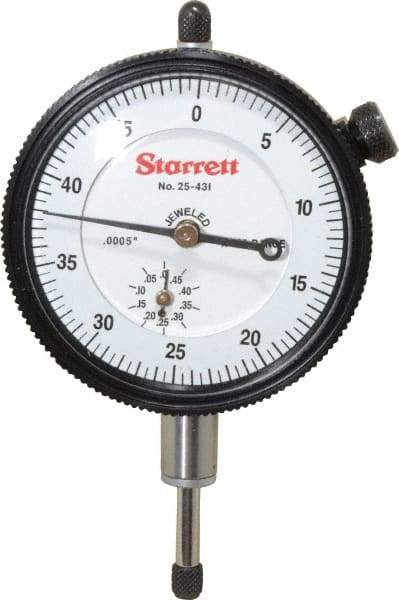 Starrett - 1/2" Range, 0-50 Dial Reading, 0.0005" Graduation Dial Drop Indicator - 2-1/4" Dial, 0.05" Range per Revolution, Revolution Counter - Strong Tooling