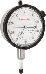 Starrett - 1/2" Range, 0-100 Dial Reading, 0.001" Graduation Dial Drop Indicator - 2-1/4" Dial, 0.1" Range per Revolution, Revolution Counter - Strong Tooling