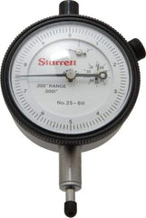 Starrett - 0.2" Range, 0-10 Dial Reading, 0.0001" Graduation Dial Drop Indicator - 2-1/4" Dial, 0.01" Range per Revolution, Revolution Counter - Strong Tooling