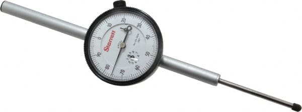 Starrett - 2" Range, 0-100 Dial Reading, 0.001" Graduation Dial Drop Indicator - 2-1/4" Dial, 0.1" Range per Revolution, Revolution Counter - Strong Tooling