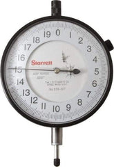 Starrett - 0.4" Range, 0-20 Dial Reading, 0.0001" Graduation Dial Drop Indicator - 3-5/8" Dial, 0.02" Range per Revolution - Strong Tooling