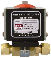 Gemini Valve - 1" Pipe, 1,000 psi WOG Rating Brass Pneumatic Double Acting with Solenoid Actuated Ball Valve - Reinforced PTFE Seal, Standard Port, TYLOK (Compression) End Connection - Strong Tooling