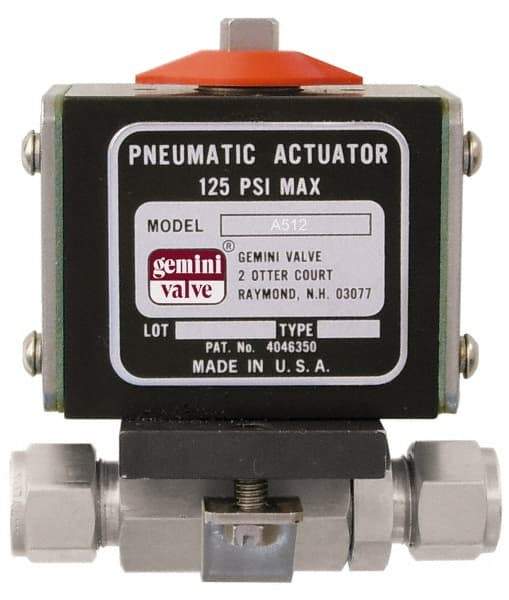 Gemini Valve - 1/4" Pipe, 1,000 psi WOG Rating Stainless Steel Pneumatic Double Acting with Solenoid Actuated Ball Valve - Reinforced PTFE Seal, Full Port - Strong Tooling