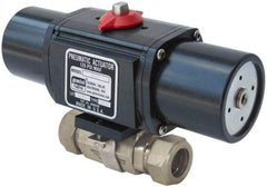 Gemini Valve - 1/4" Pipe, 1,000 psi WOG Rating Stainless Steel Pneumatic Spring Return with Solenoid Actuated Ball Valve - Reinforced PTFE Seal, Full Port - Strong Tooling