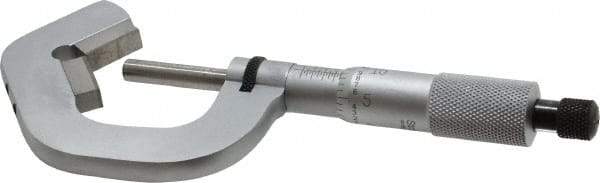 Starrett - 0.078 to 1 Inch Measurement, 0.0001 Inch Graduation, 5 Flutes Measured, Ratchet Stop Thimble, Mechanical V Anvil Micrometer - Satin Chrome Finish, Carbide - Strong Tooling