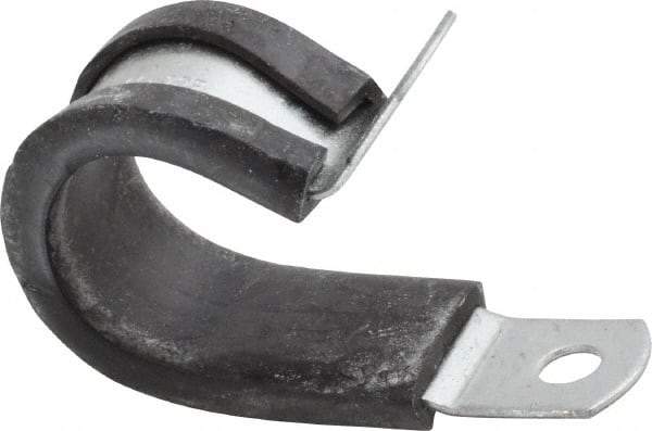 Made in USA - 3/4" Pipe, 3/4" Rod, Cushion Clamp - Gray & Black, Galvanized Steel & EPDM Cushion - Strong Tooling