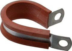 Made in USA - 1" Pipe, 1" Rod, Cushion Clamp - Gray & Red, Galvanized Steel & Silcone Cushion - Strong Tooling