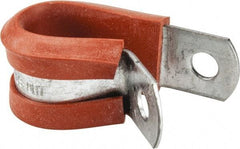 Made in USA - 1/2" Pipe, 1/2" Rod, Cushion Clamp - Gray & Red, Galvanized Steel & Silcone Cushion - Strong Tooling