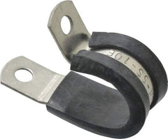 Made in USA - 5/8" Pipe, 5/8" Rod, Cushion Clamp - Gray & Black, Grade 304 Stainless Steel & EPDM Cushion - Strong Tooling