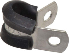 Made in USA - 1/4" Pipe, 1/4" Rod, Cushion Clamp - Gray & Black, Grade 304 Stainless Steel & EPDM Cushion - Strong Tooling