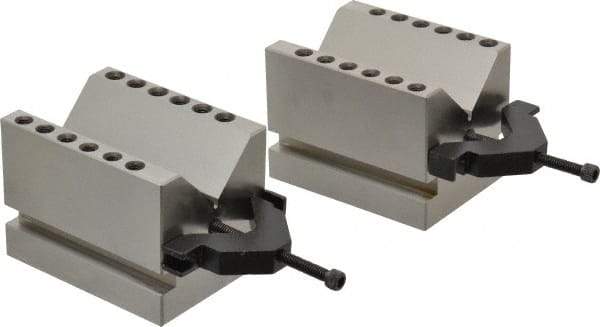 SPI - 2-1/4" Max Capacity, 90° Angle, Hardened Steel V-Block - 4" Long x 3" Wide x 3" High, Sold as Matched Pair - Strong Tooling