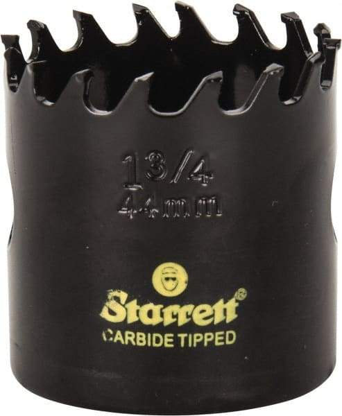 Starrett - 1-3/4" Diam, 1-5/8" Cutting Depth, Hole Saw - Carbide-Tipped Saw, Toothed Edge - Strong Tooling