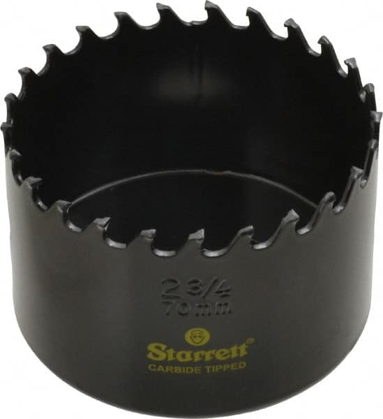 Starrett - 2-3/4" Diam, 1-5/8" Cutting Depth, Hole Saw - Carbide-Tipped Saw, Toothed Edge - Strong Tooling