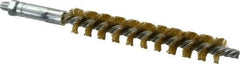 Schaefer Brush - 4" Brush Length, 5/8" Diam, Double Stem, Single Spiral Tube Brush - 6-1/4" Long, Brass, 1/4-28 Male Connection - Strong Tooling