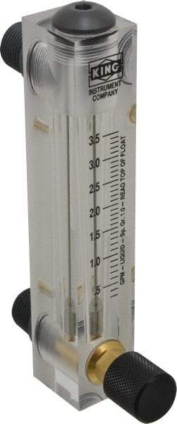 King - 1/2" M Port Block Style Panel Mount Flowmeter - 100 Max psi, 3.5 GPM, Acrylic - Strong Tooling