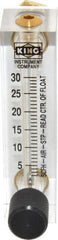 King - 1/4" F Port Block Style, Panel Mount Flowmeter - 125 Max psi, 30 SCFH, Acrylic - Strong Tooling